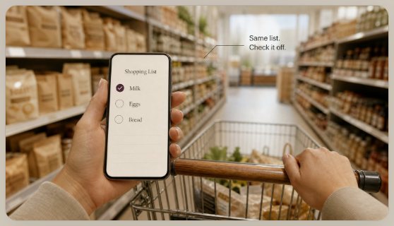 Shared Shopping — A shared list both of you can edit.